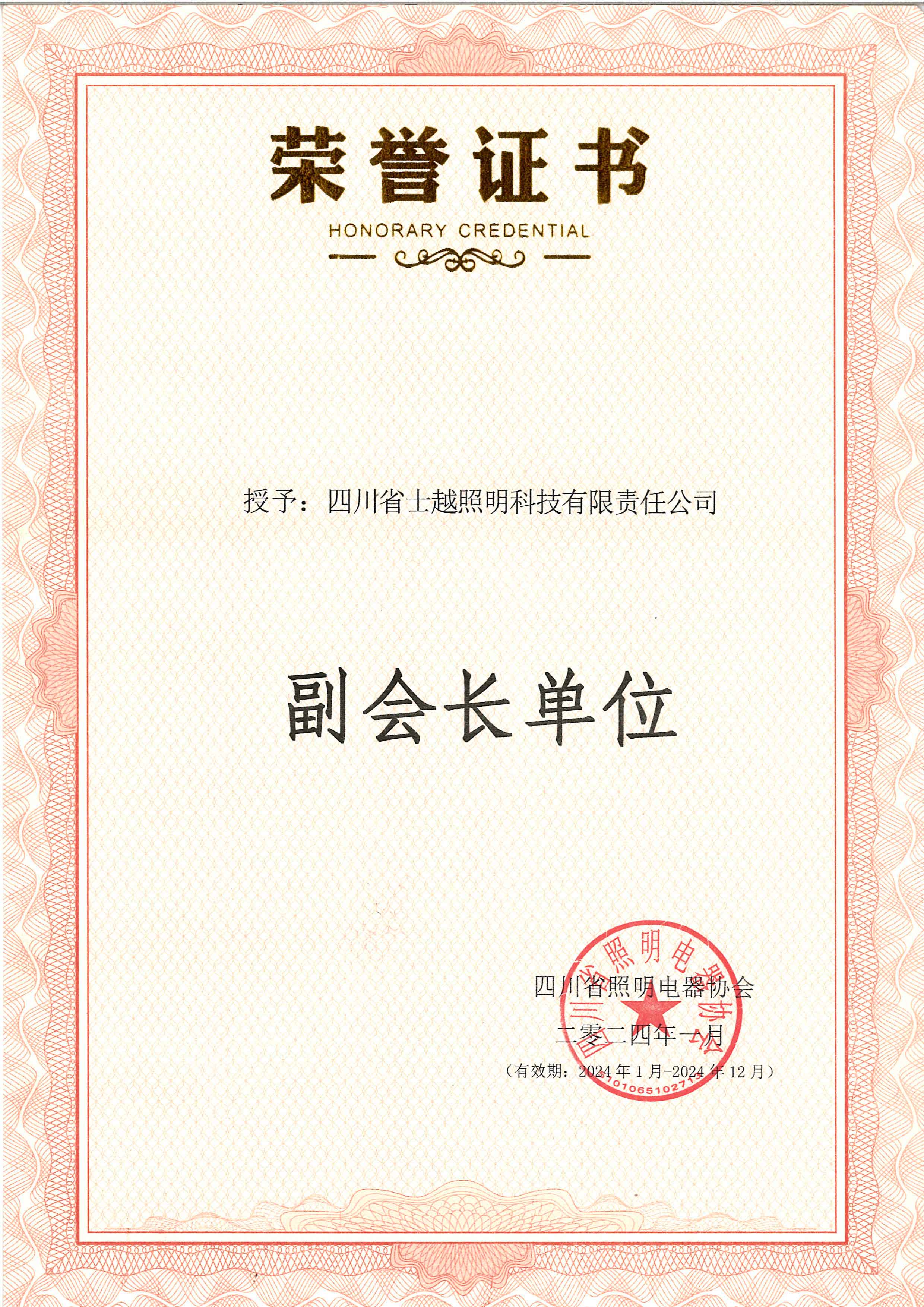 2024四川省照明电器协会副会长单位